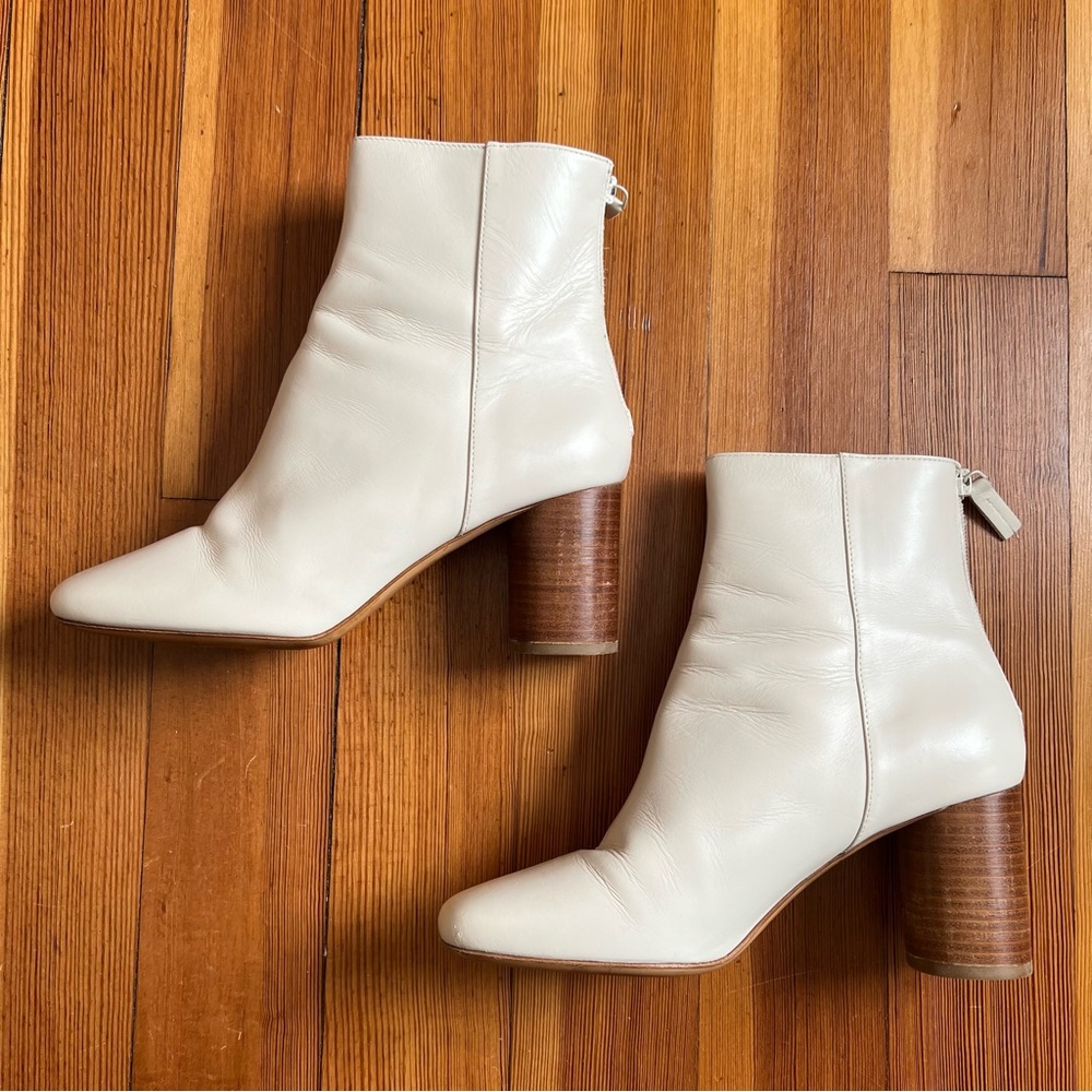 Sandro Cream Leather Ankle Boot